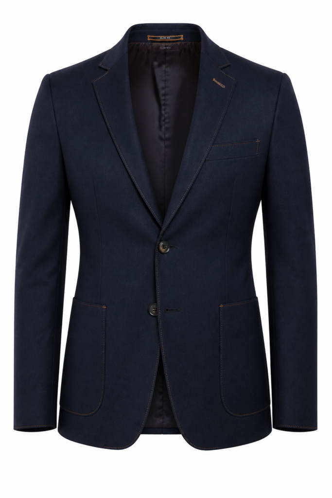 Lacivert Slim Fit Takım Elbise - Kiremit Detaylı