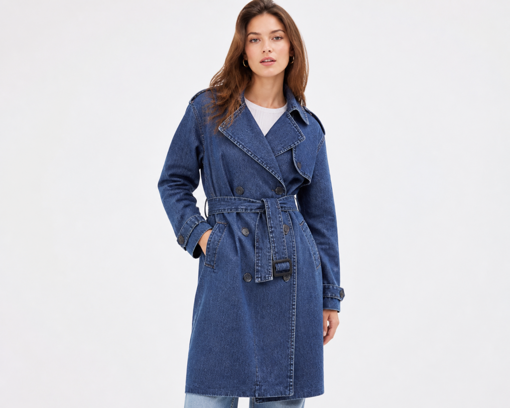 Mavi Denim Görünümlü Trençkot