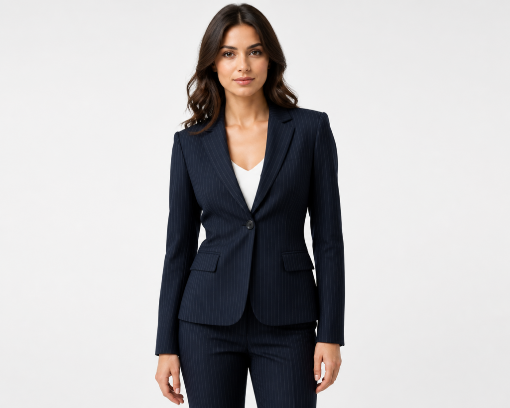 Moda Rota Çizgili Klasik Ofis Takım Elbise - Lacivert