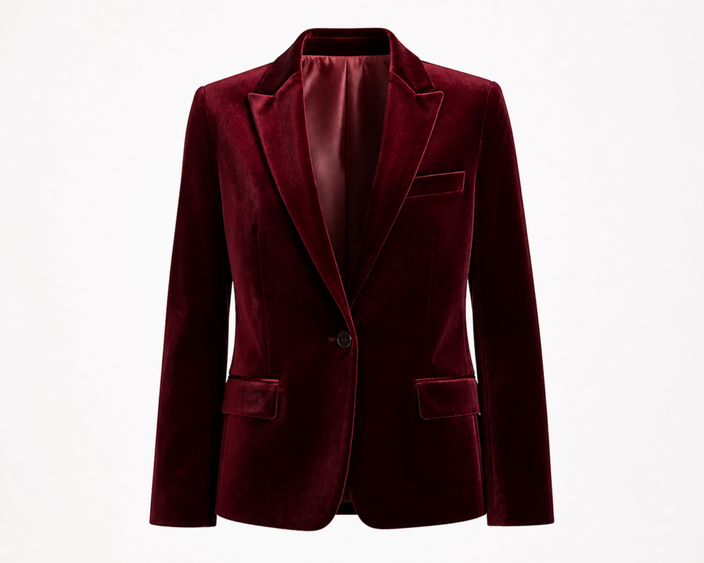 Moda Rota Kadife Dokulu Blazer - Bordo