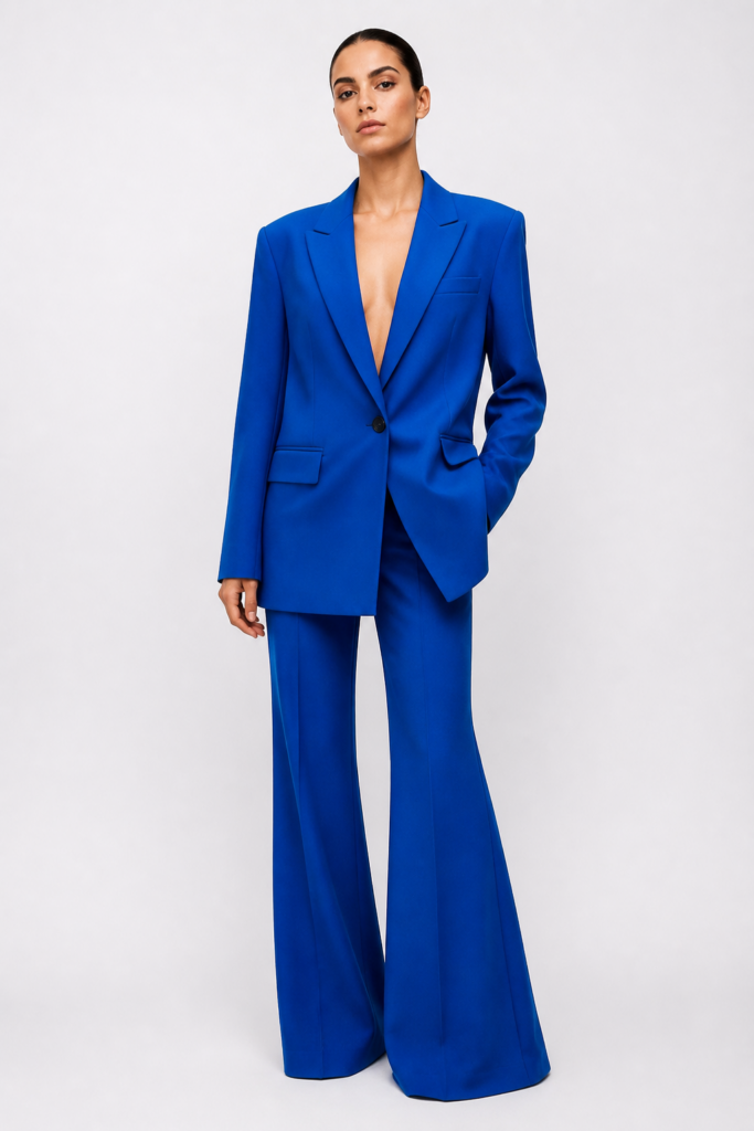 Moda Rota Oversize Blazer ve İspanyol Paça Pantolon Takım - Mavi